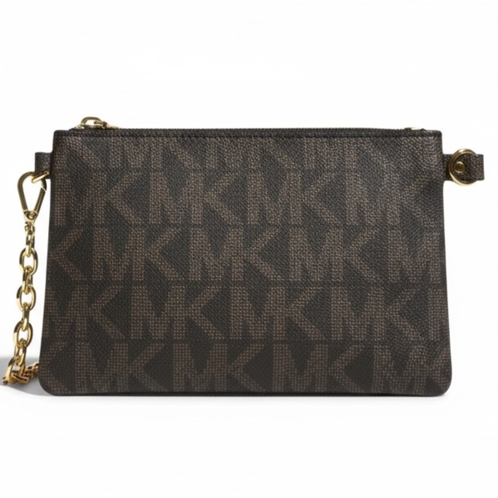 MICHAEL Michael Kors Brown MK Logo Chain Wristlet